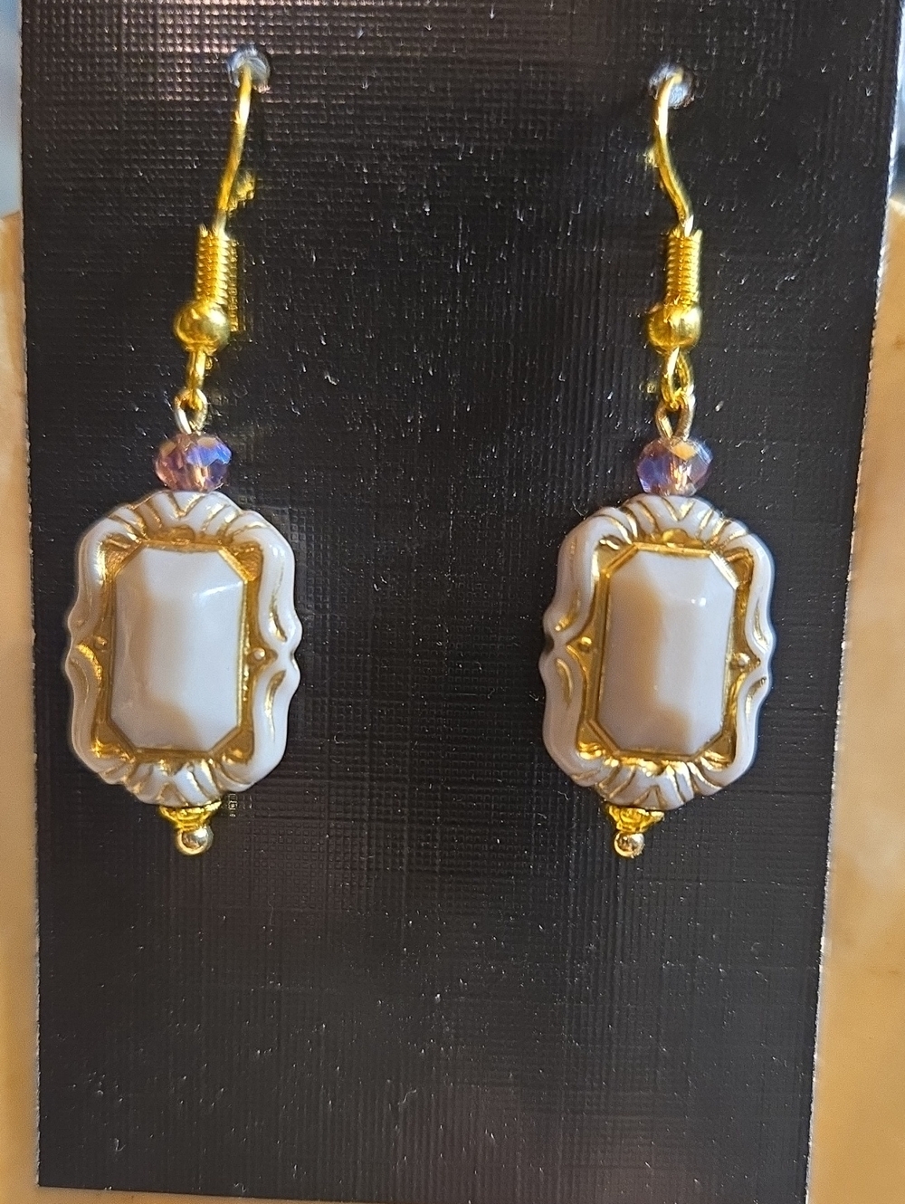 Gold and Grey/lavender Vintage-Style Drop Earrings - Women Jewelry: A